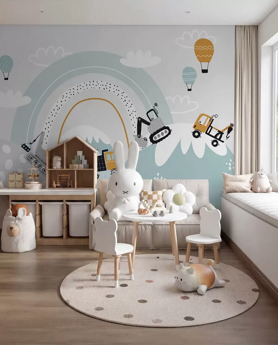 murales de pared Constructores entre colinas u95046