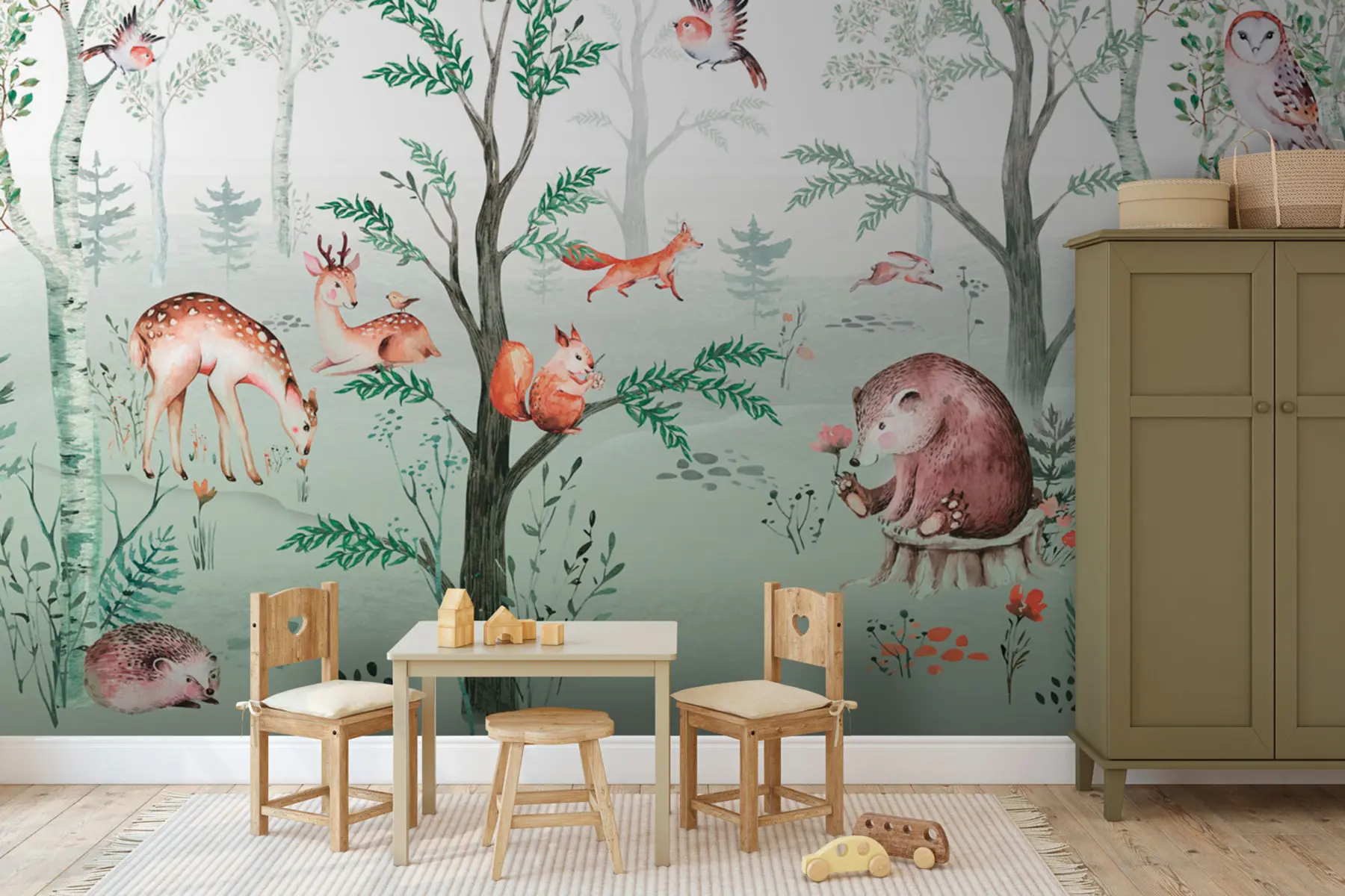 murales de pared Cuento de hadas del bosque, animales divertidos u94645