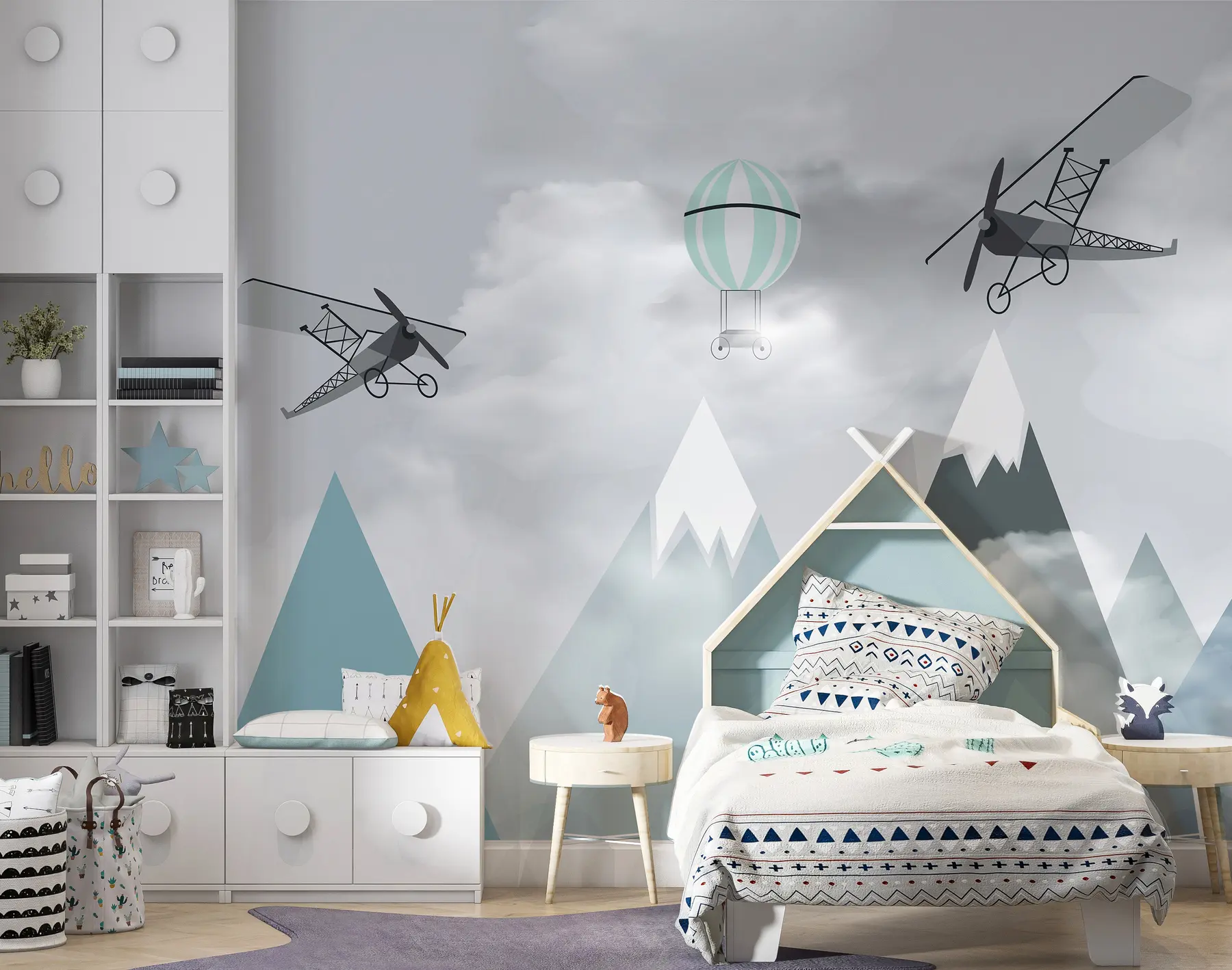 murales de pared Montañas, aviones, globos. u95370