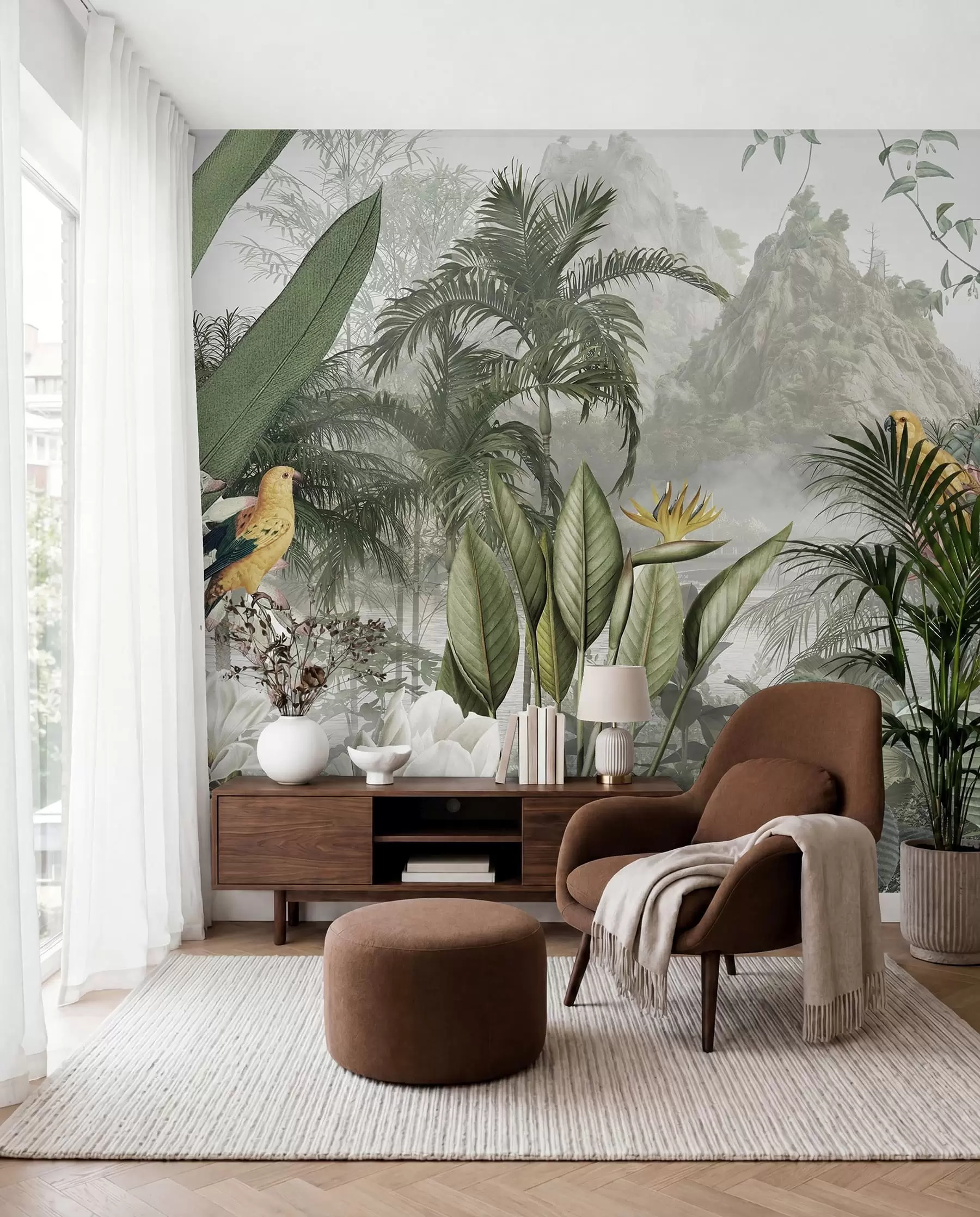 murales de pared Tapiz de hojas tropicales u95396