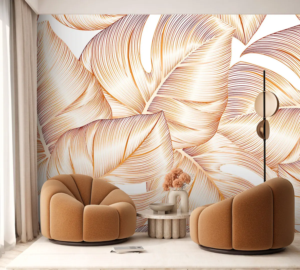 murales de pared Fondo floral de lujo con hojas de monstera u95471