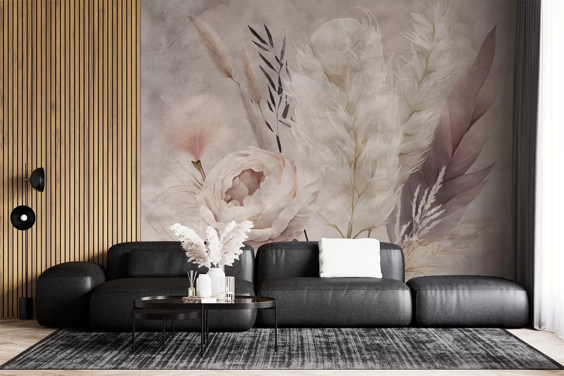 murales de pared Composición de plumas y flores. u95403