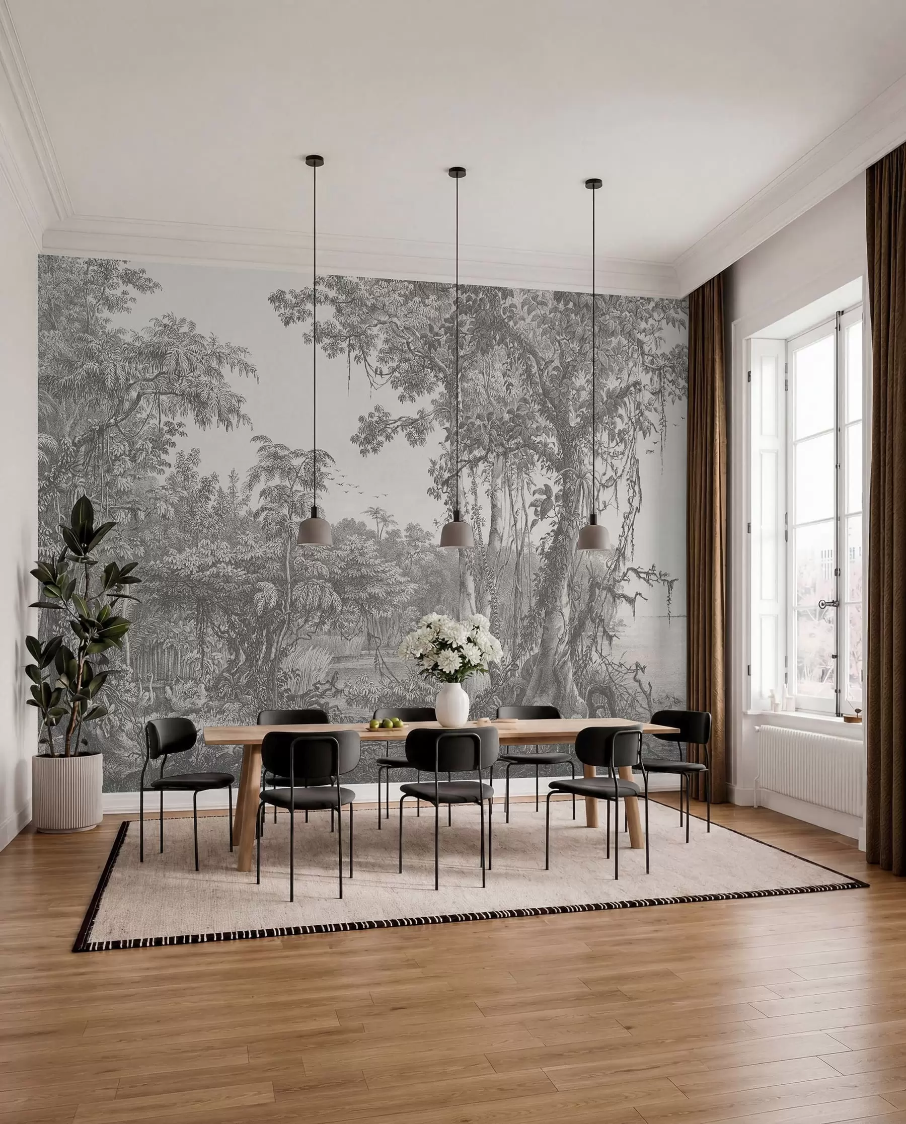 murales de pared Paisaje forestal con estilo vintage u95795
