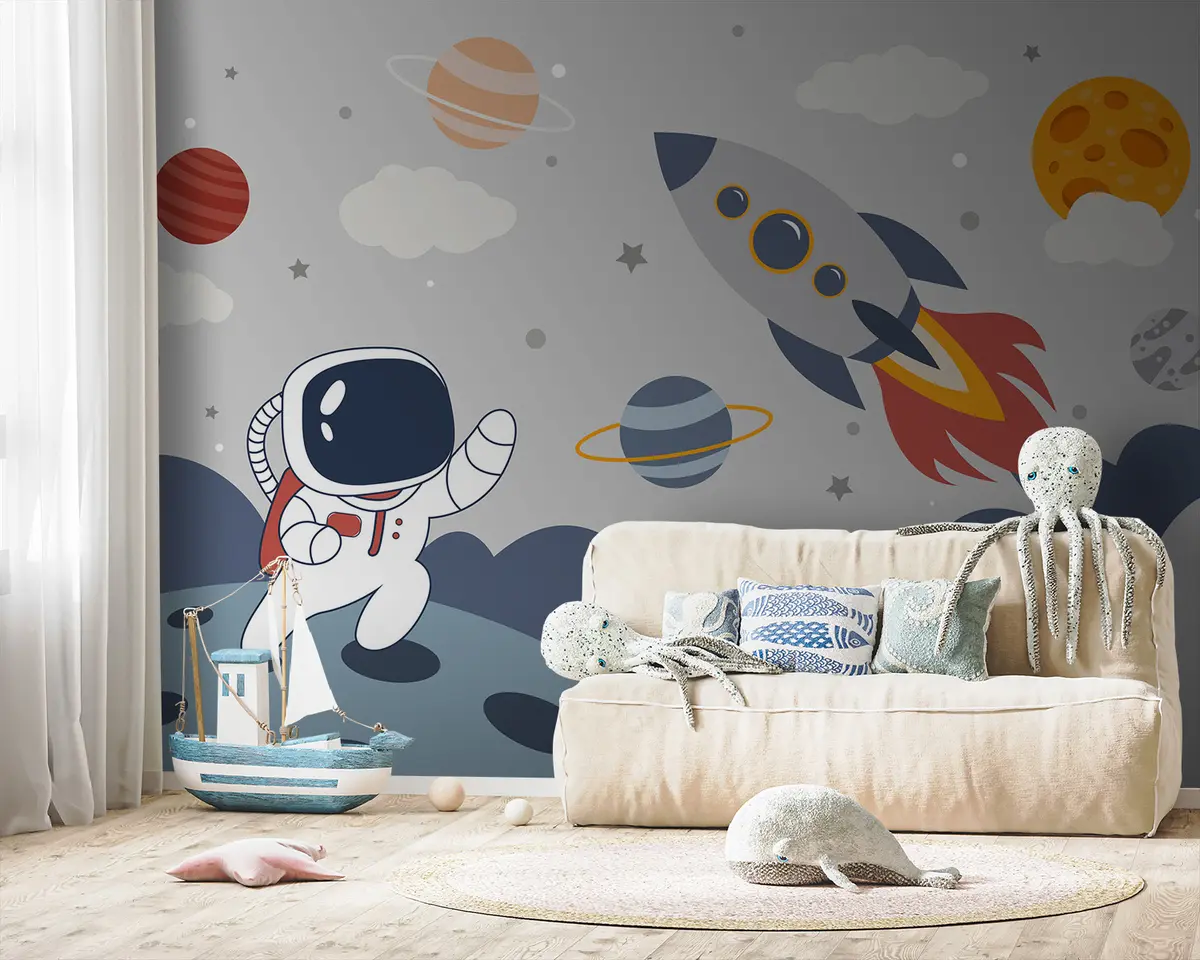 murales de pared Astronauta, cohete y planetas u95706