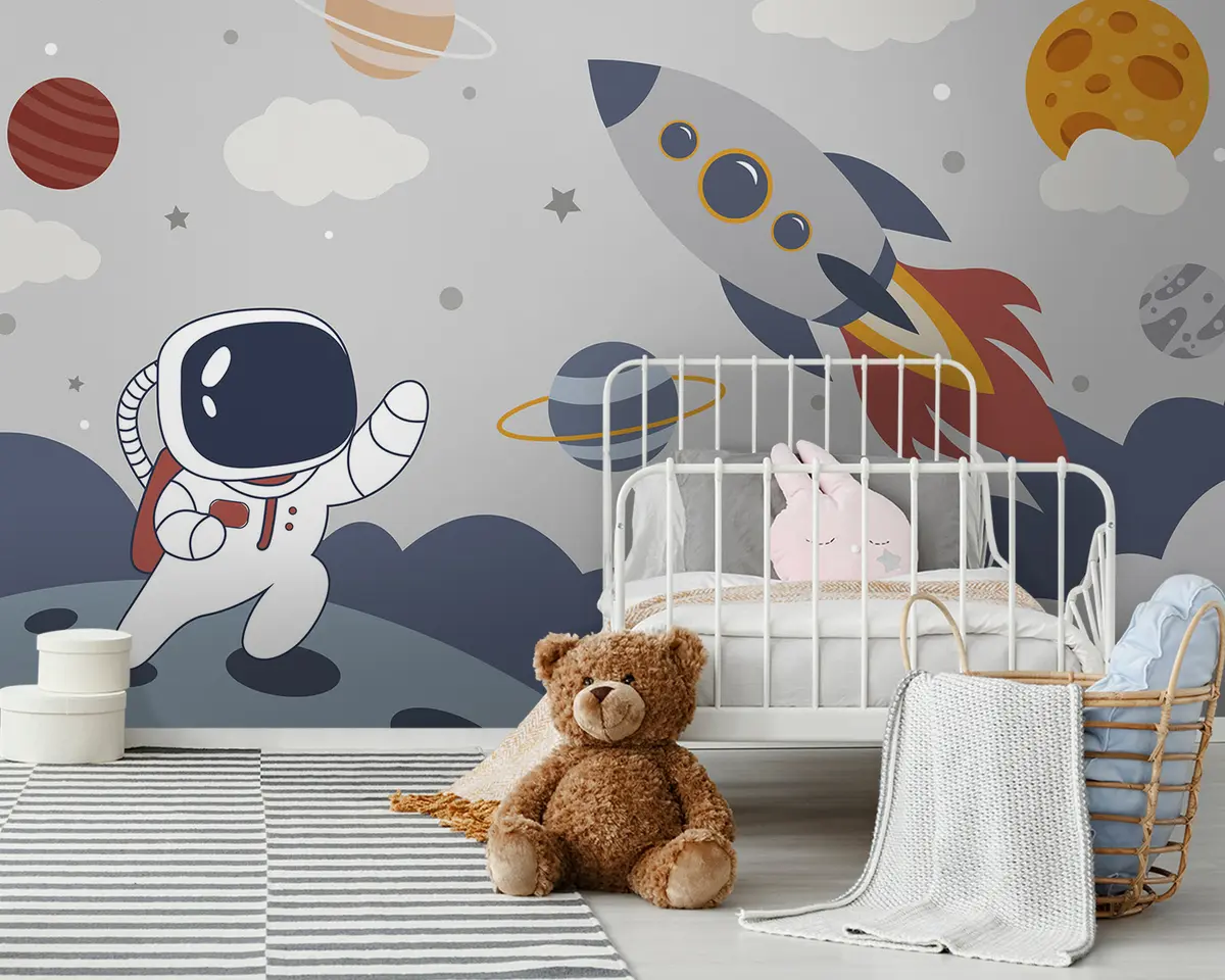 murales de pared Astronauta, cohete y planetas u95706
