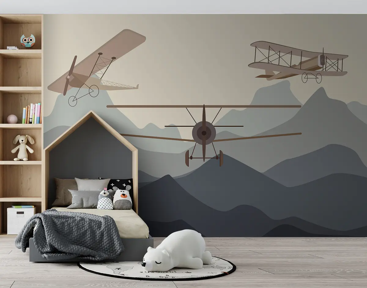 murales de pared Aviones antiguos entre las montañas u95782