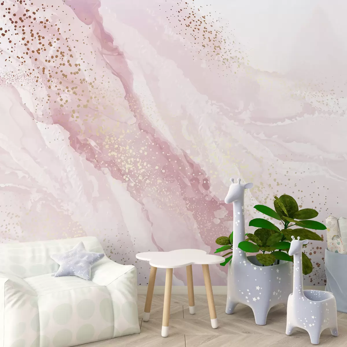 murales de pared Velo de cuarzo rosa u95846