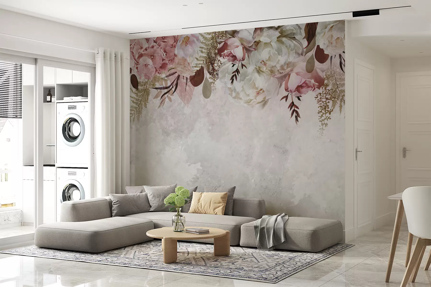 murales de pared Delicadas flores sobre un fondo de acuarela u95608