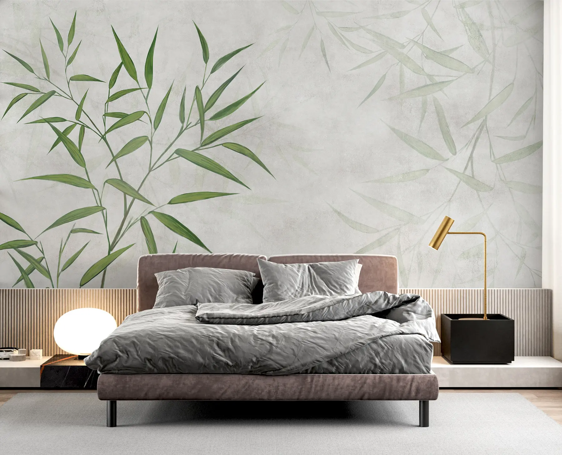 murales de pared hojas de caña de bambú u95921