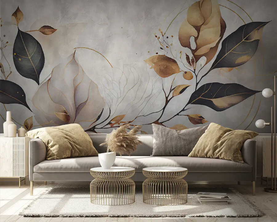 murales de pared Hojas delicadas en estilo loft u95646