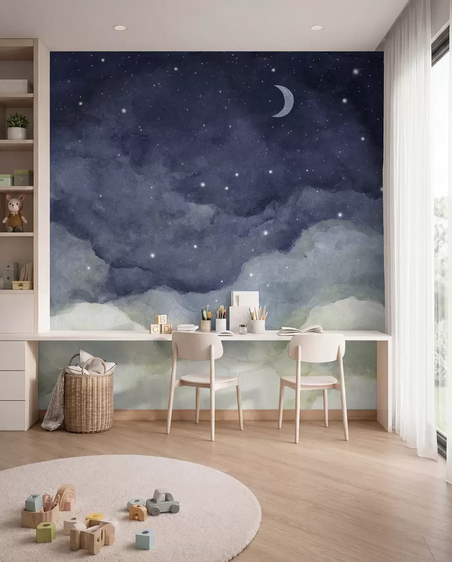 murales de pared Luna creciente sobre las nubes u96076