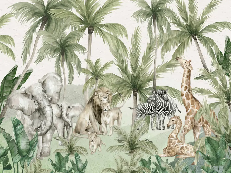 murales de pared Safari bajo las palmeras u96255