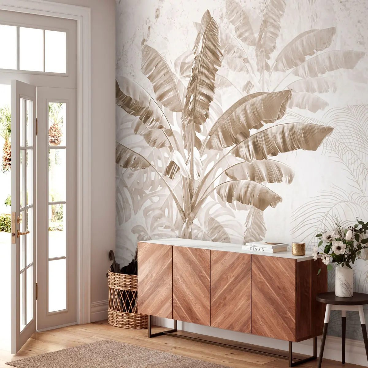 murales de pared Árboles de plátano tropical monocolor u96194