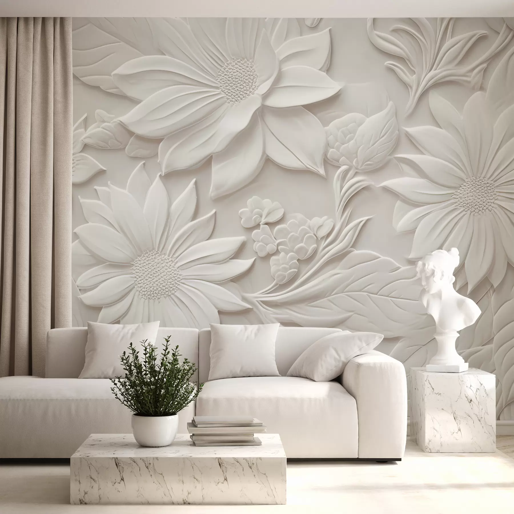 murales de pared flores en 3D u96695