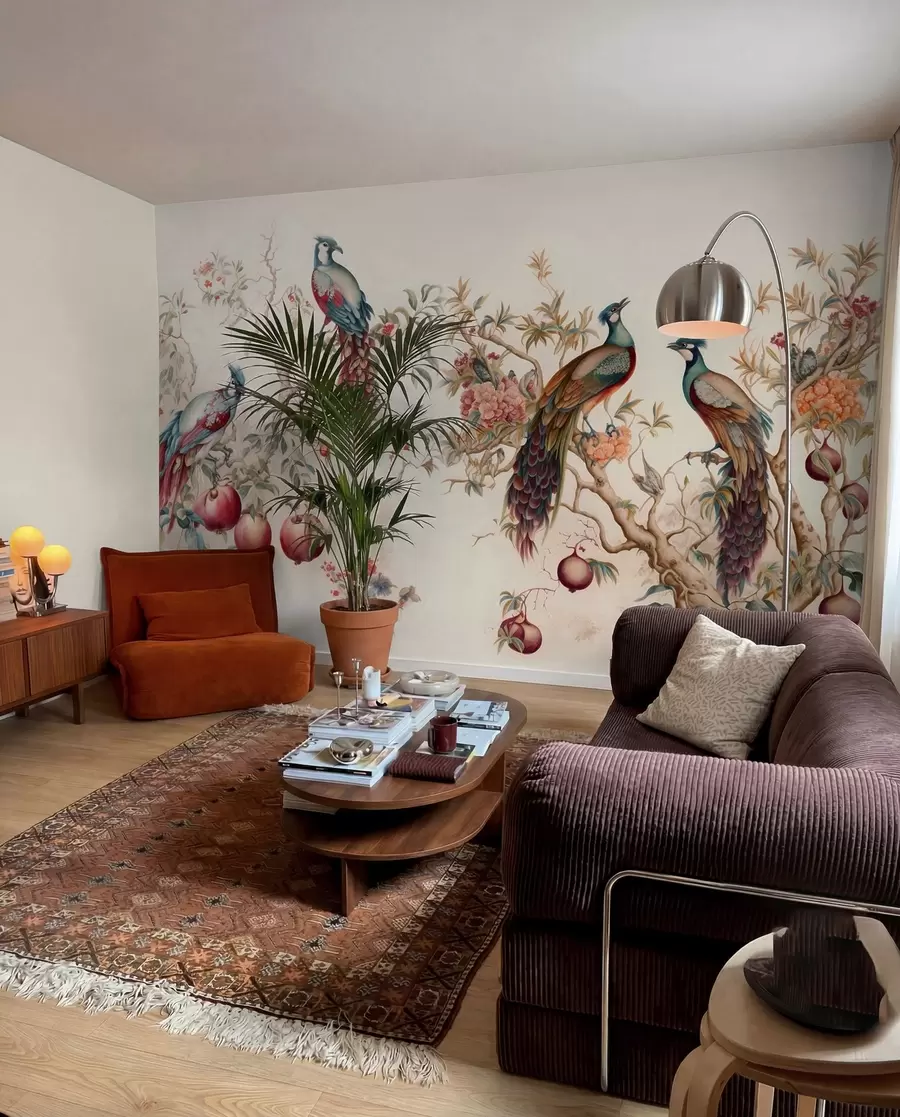 murales de pared Pavos reales y granadas u95667