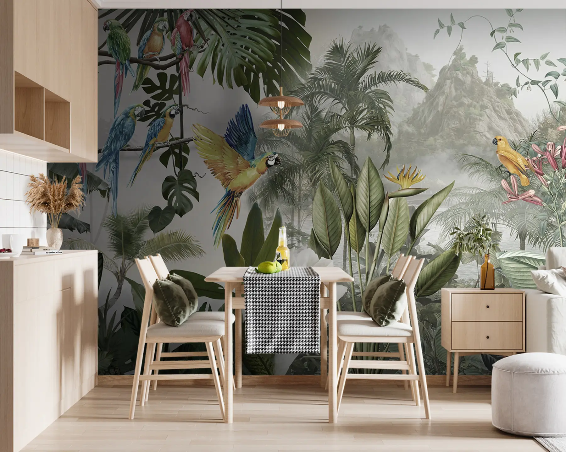 murales de pared Loros en la selva tropical u95693