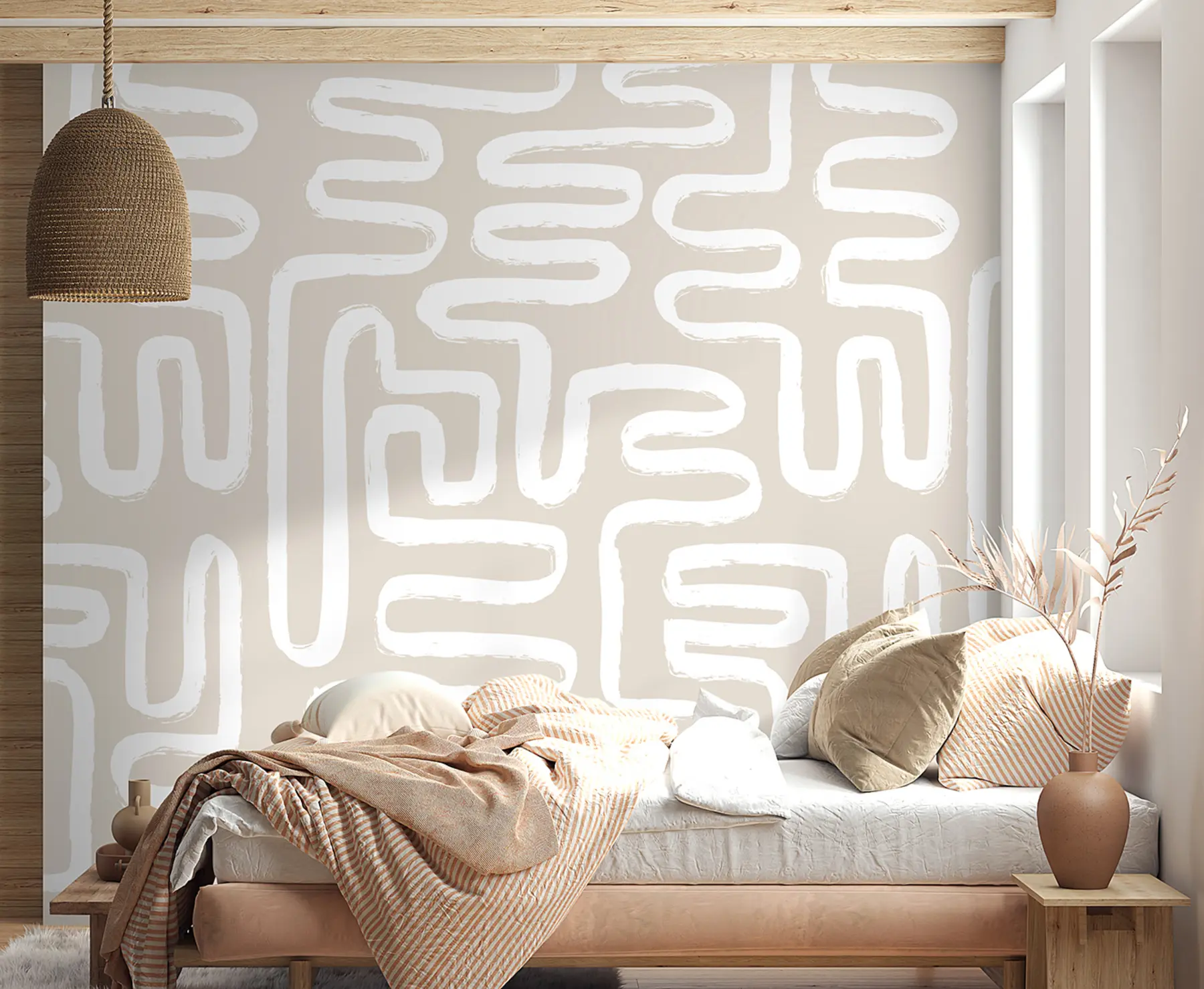murales de pared Laberinto abstracto en colores pastel u96457