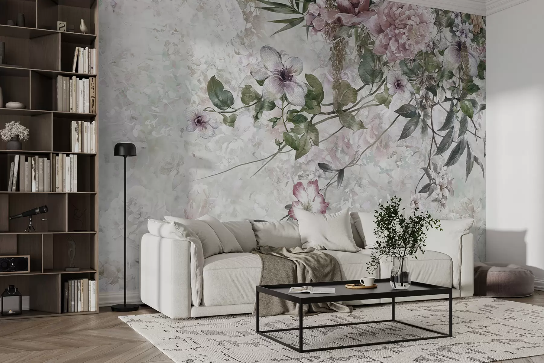 murales de pared Flores antiguas en la pared de mármol u97046