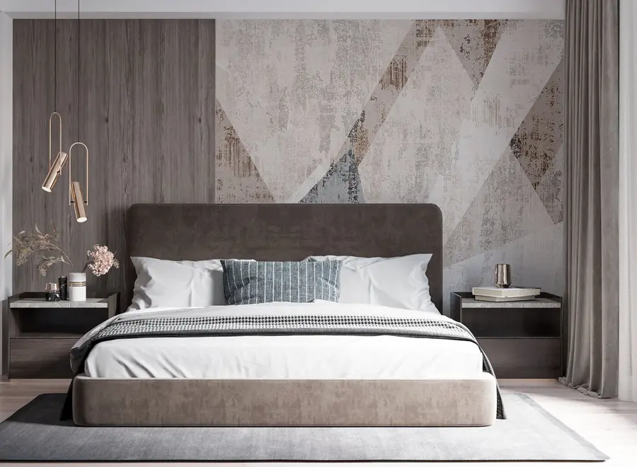 murales de pared Formas geométricas modernas de triángulos al estilo de loft grunge u97203