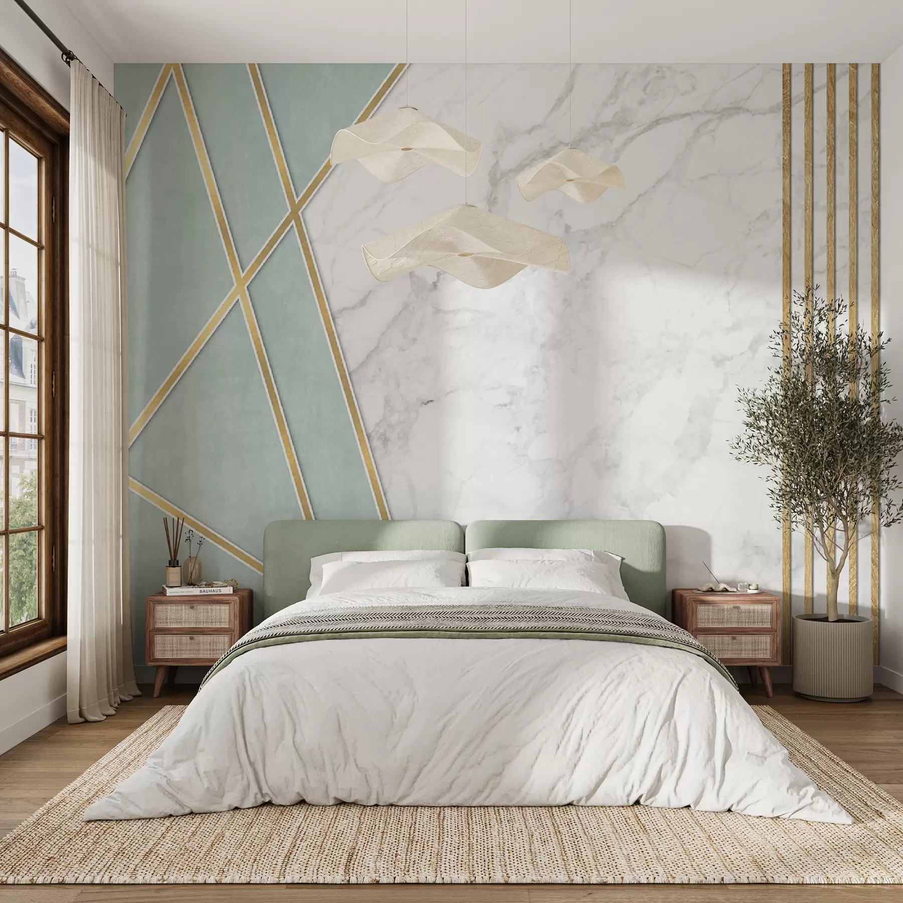 murales de pared Fondo de mármol con geometría y líneas u95385