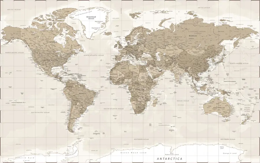 murales de pared Loft de mapa del mundo vintage u97342