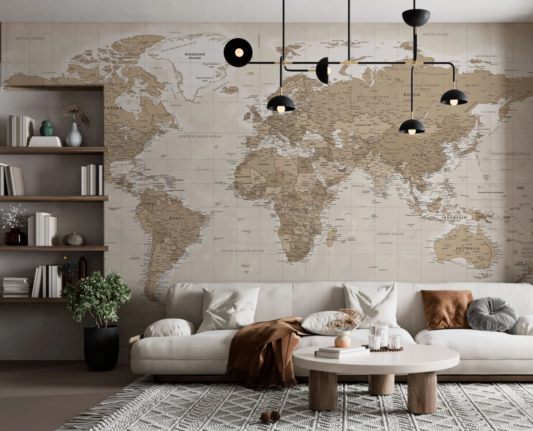 murales de pared Loft de mapa del mundo vintage u97342