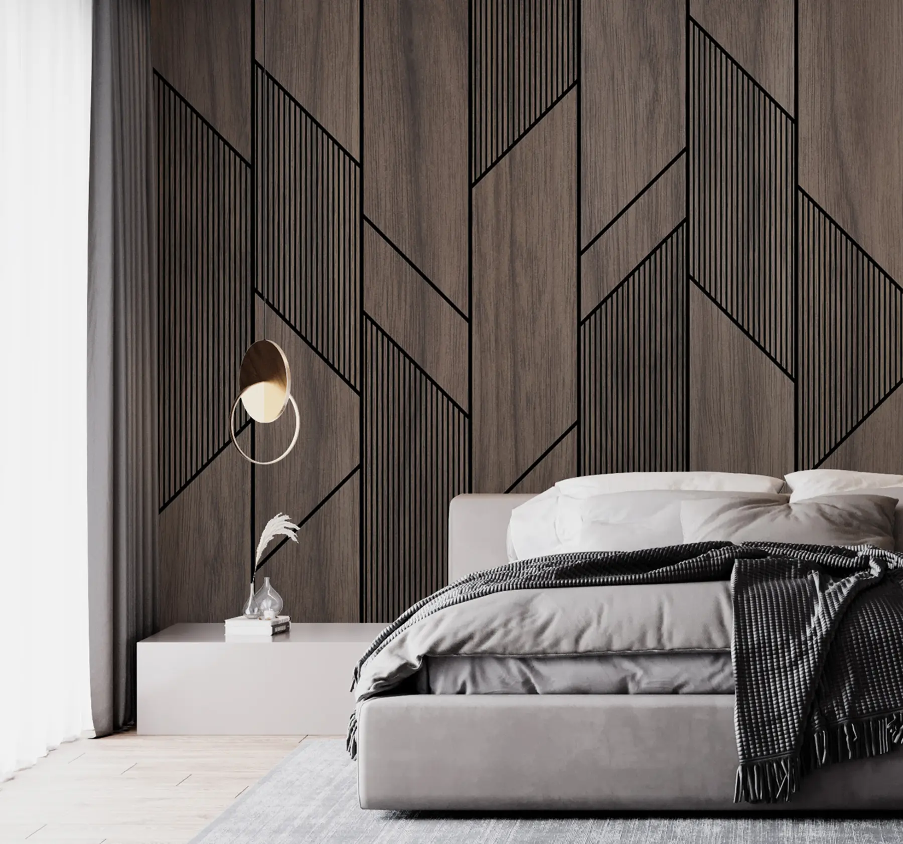 murales de pared Paneles geométricos con textura de madera. u97427