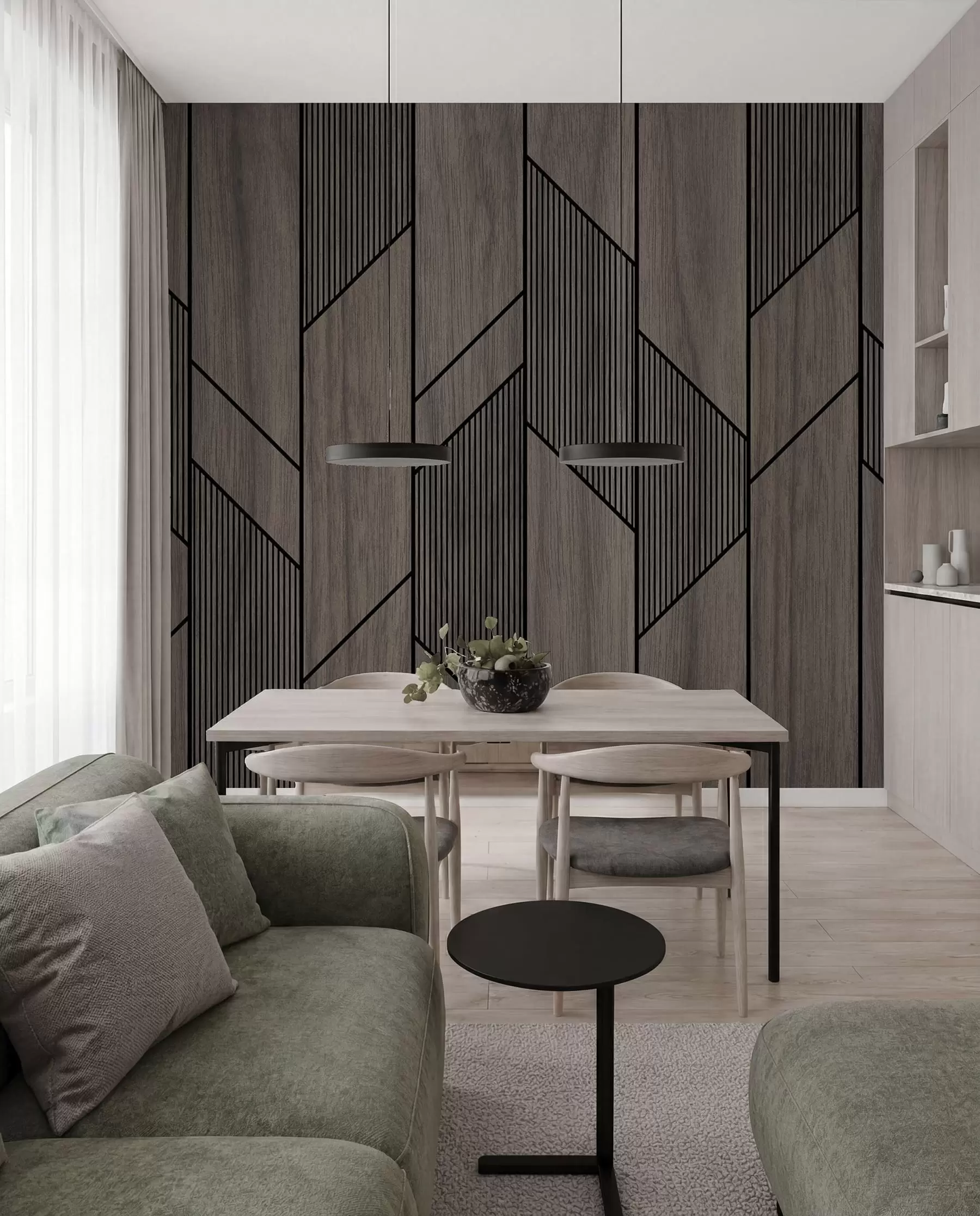 murales de pared Paneles geométricos con textura de madera u97427