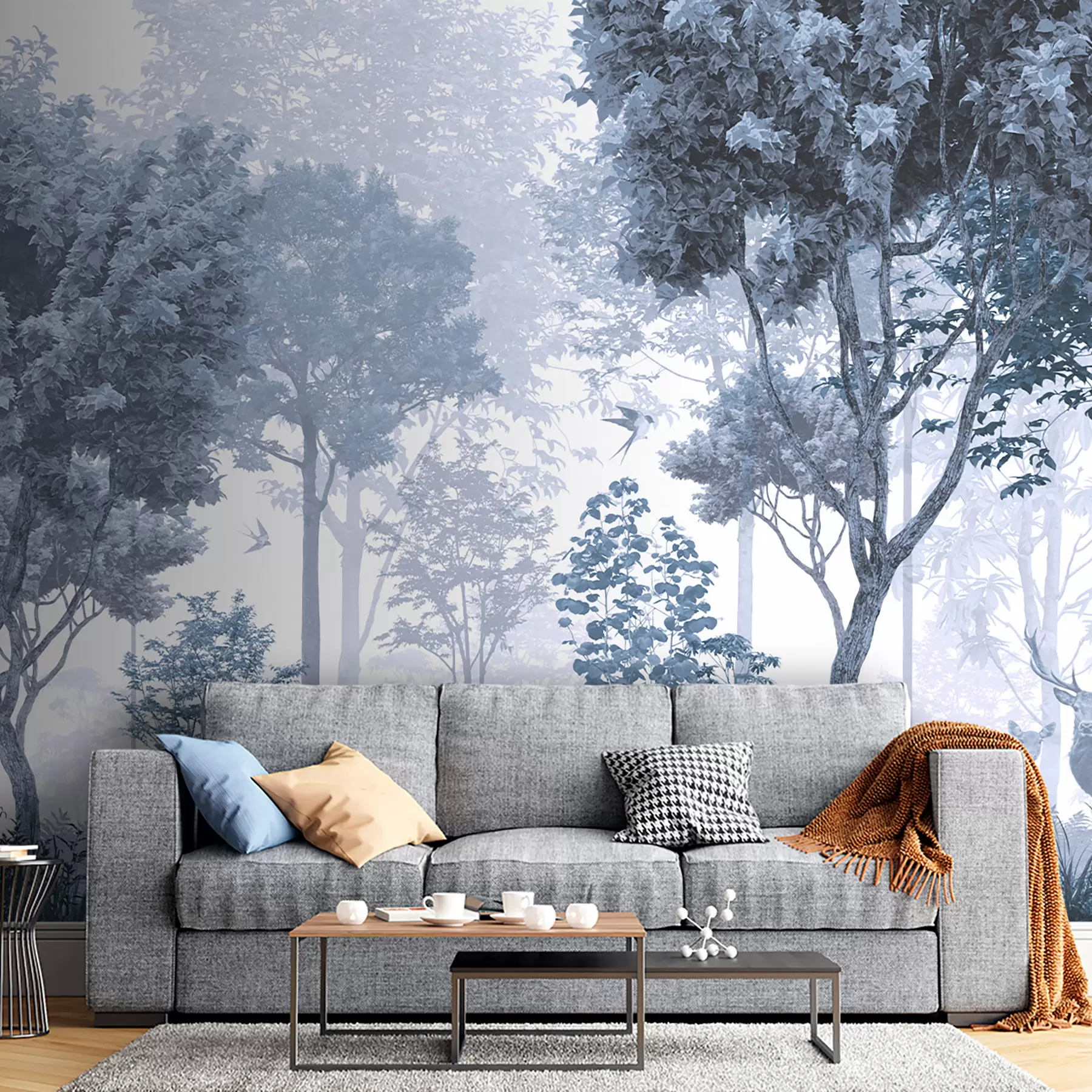 murales de pared Bosque mágico en azul u72134v1