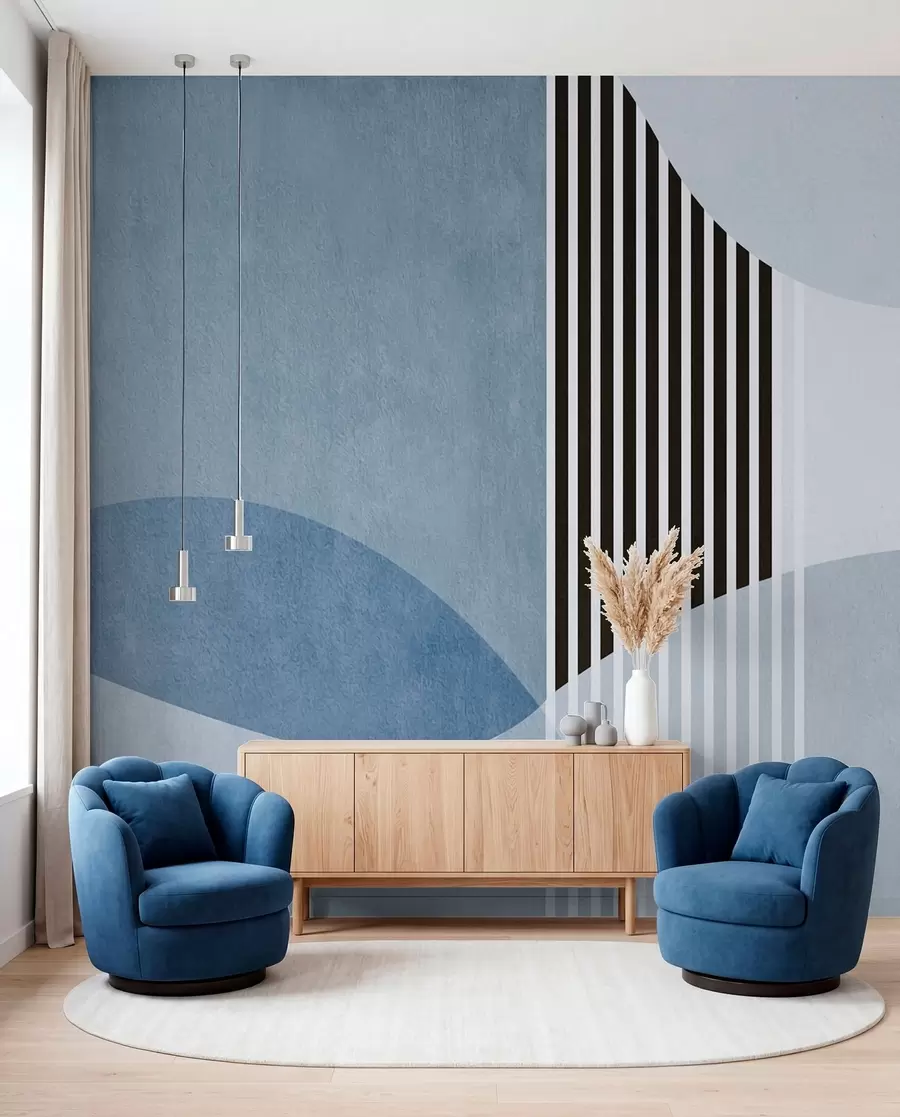 murales de pared Arcos retro en azul u74075v1