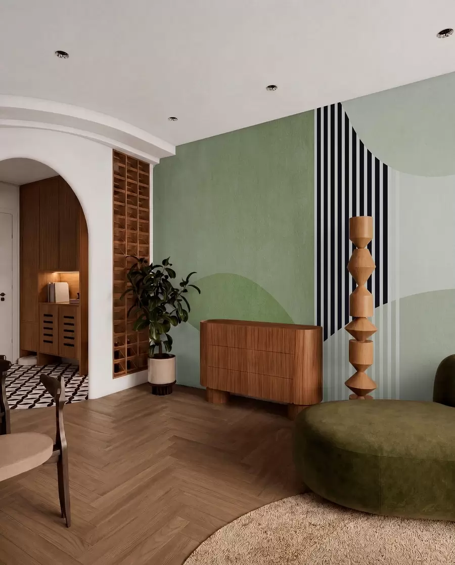 murales de pared Arcos retro en verde u74075v3