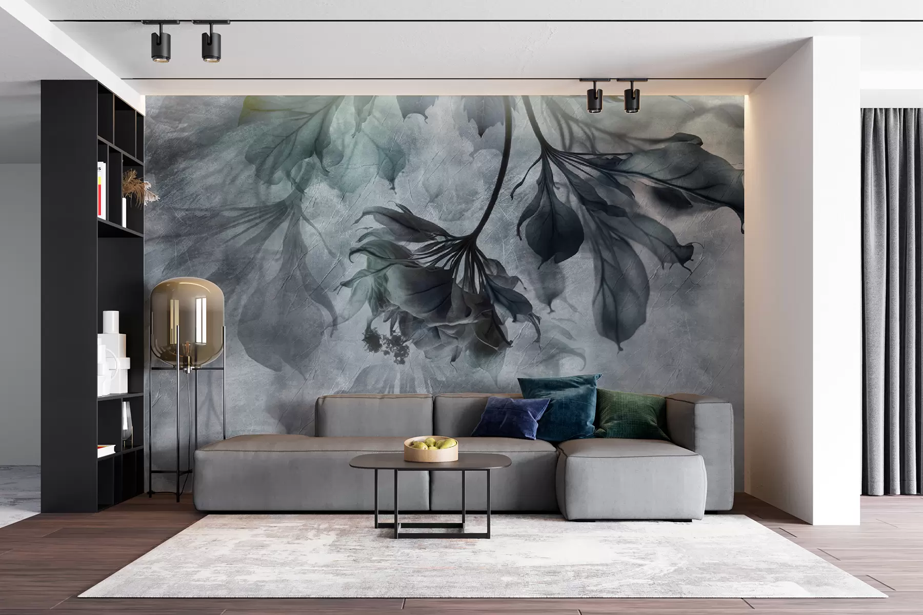 murales de pared Delicadas ramas translúcidas en azul u93927v1