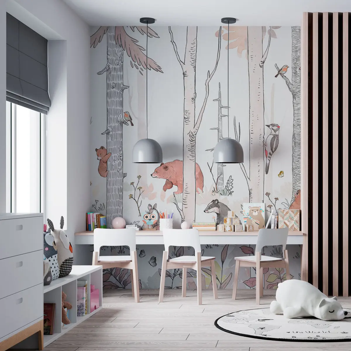 murales de pared Amigos entre abedules u96850