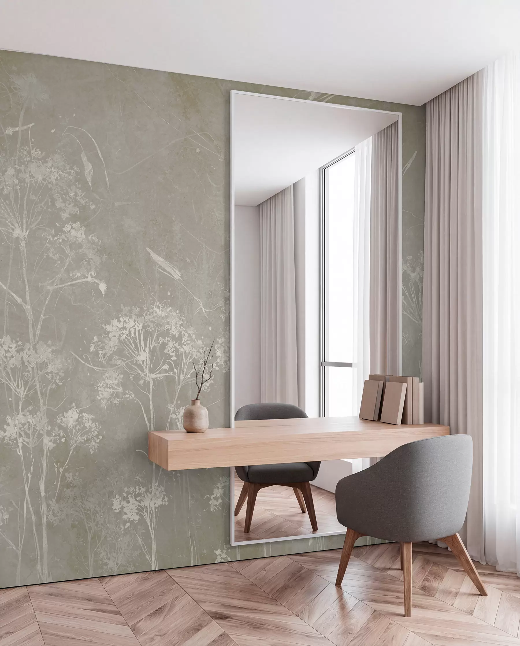murales de pared Pradera sobre gris envejecido u96551v2