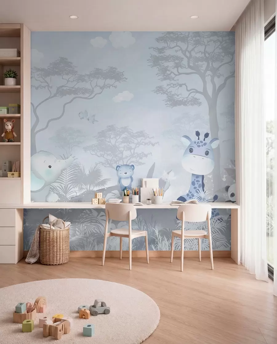 murales de pared Pequeño safari en azul u73878v1