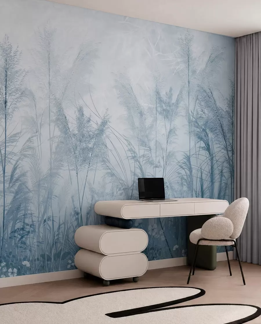 murales de pared Plantas altas en colores pastel en tonos azules u93903v1