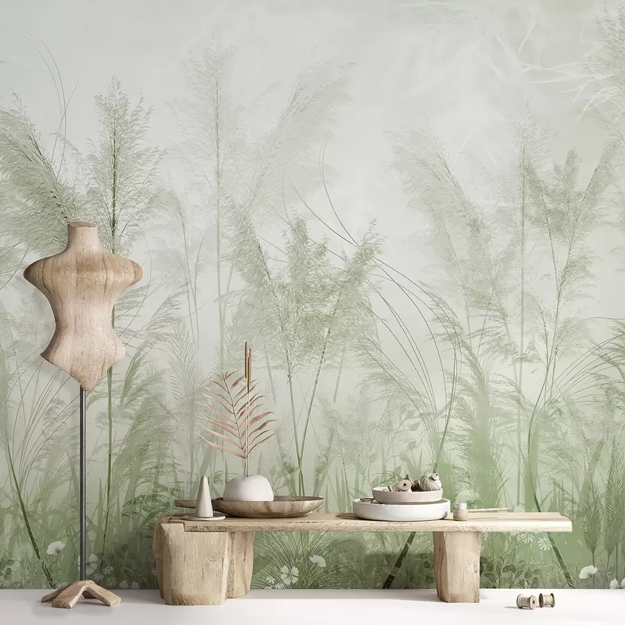 murales de pared Plantas altas en colores pastel en tonos verdes u93903v3