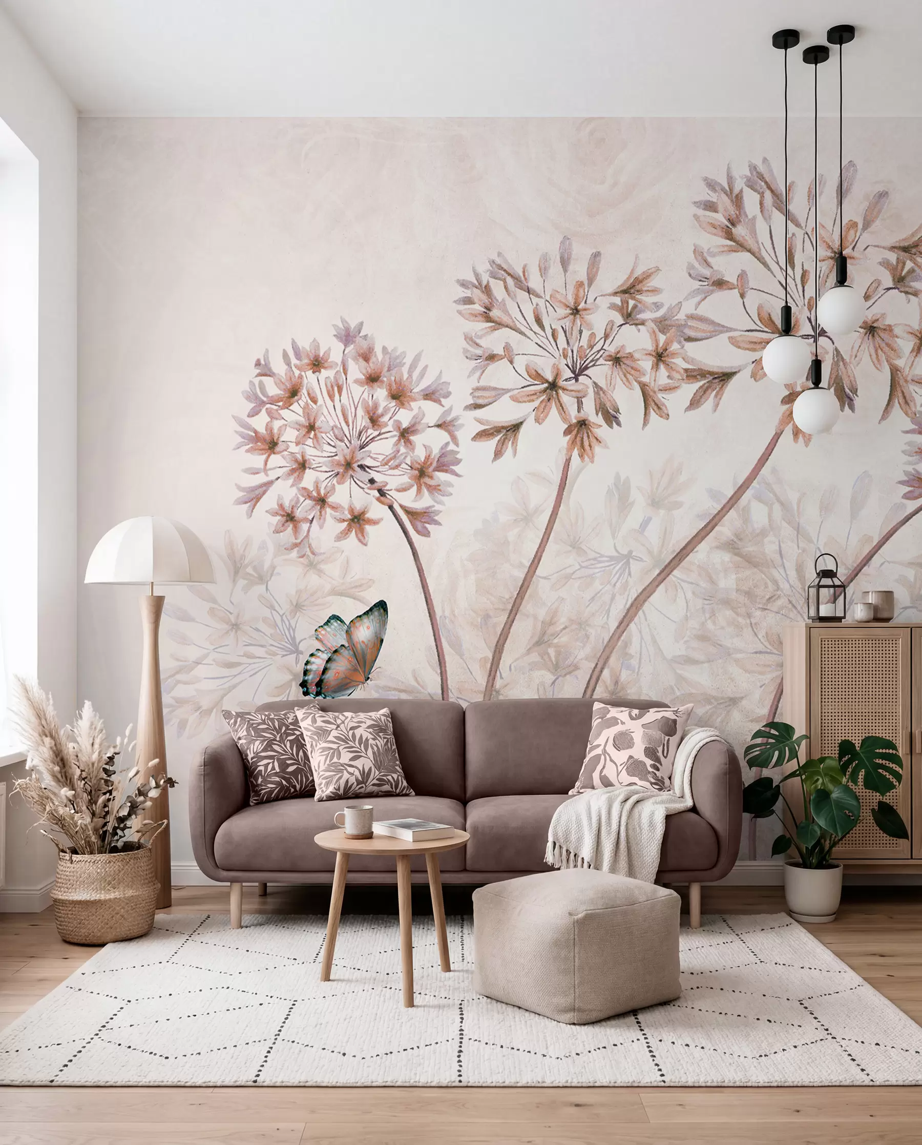 murales de pared Planta, flor y azul en colores marrones u35495v1