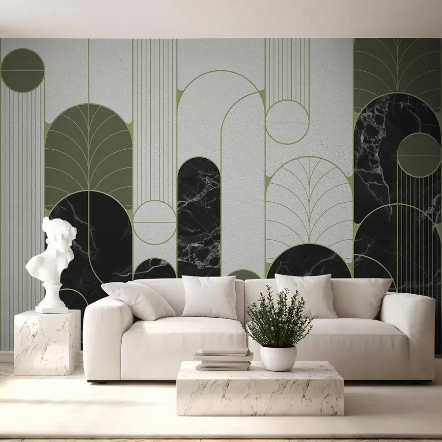 murales de pared Arcos de estilo Art Déco en tonos verdes u73101v2