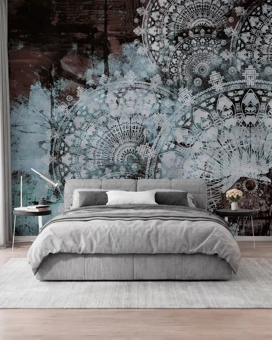 murales de pared Mandala en azul hielo u93958v1