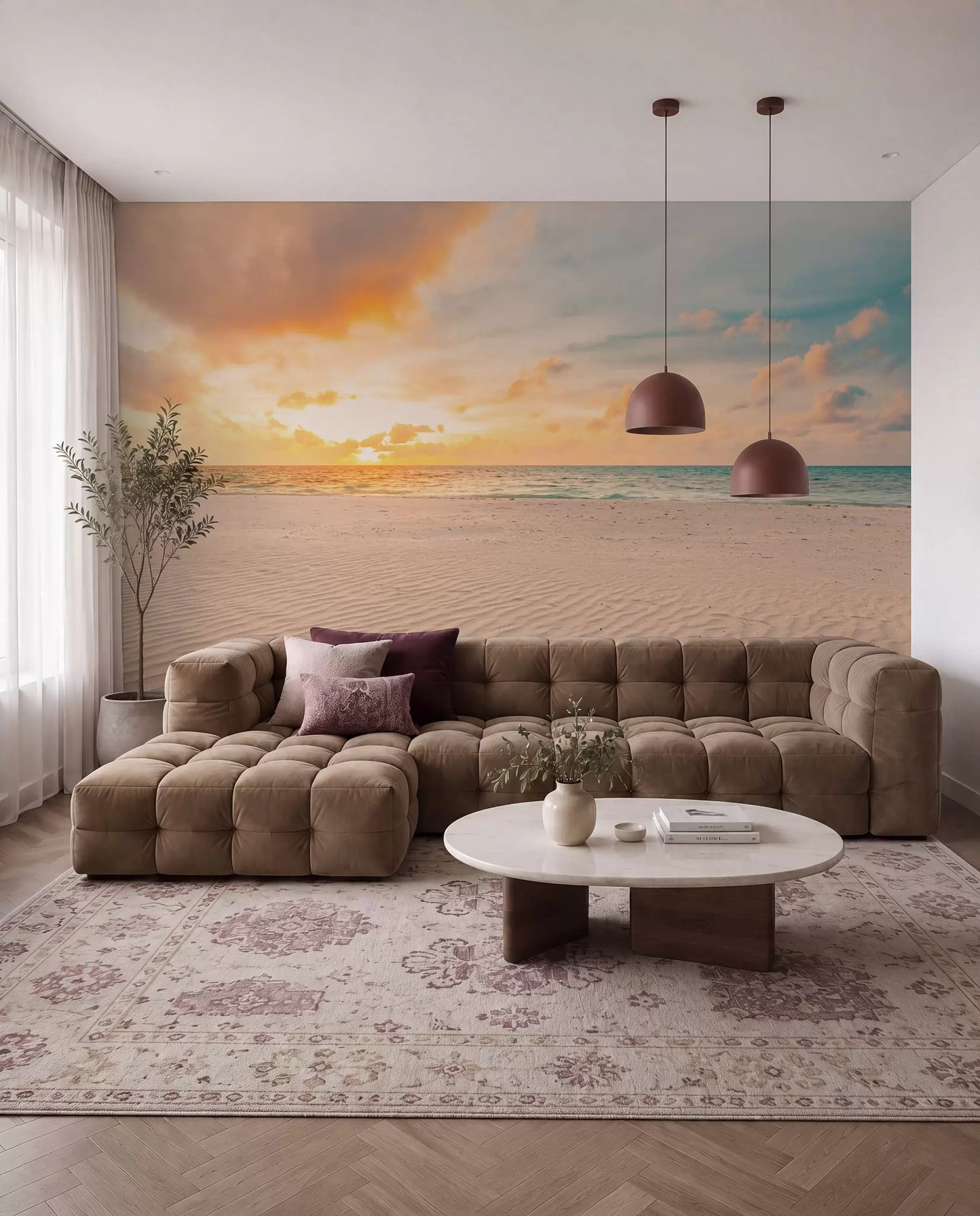 murales de pared Luz dorada en arena blanca u97894