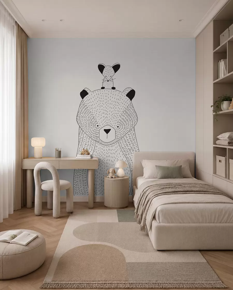 murales de pared Un osito de peluche con un ratón u98483