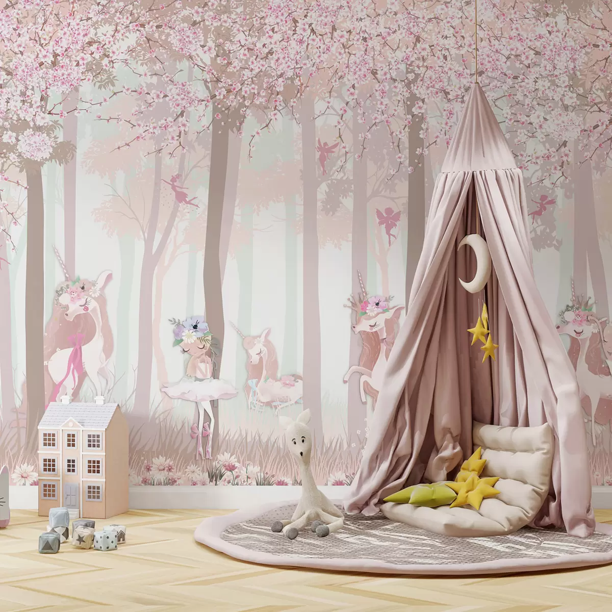 murales de pared Princesas en el bosque florido u98694