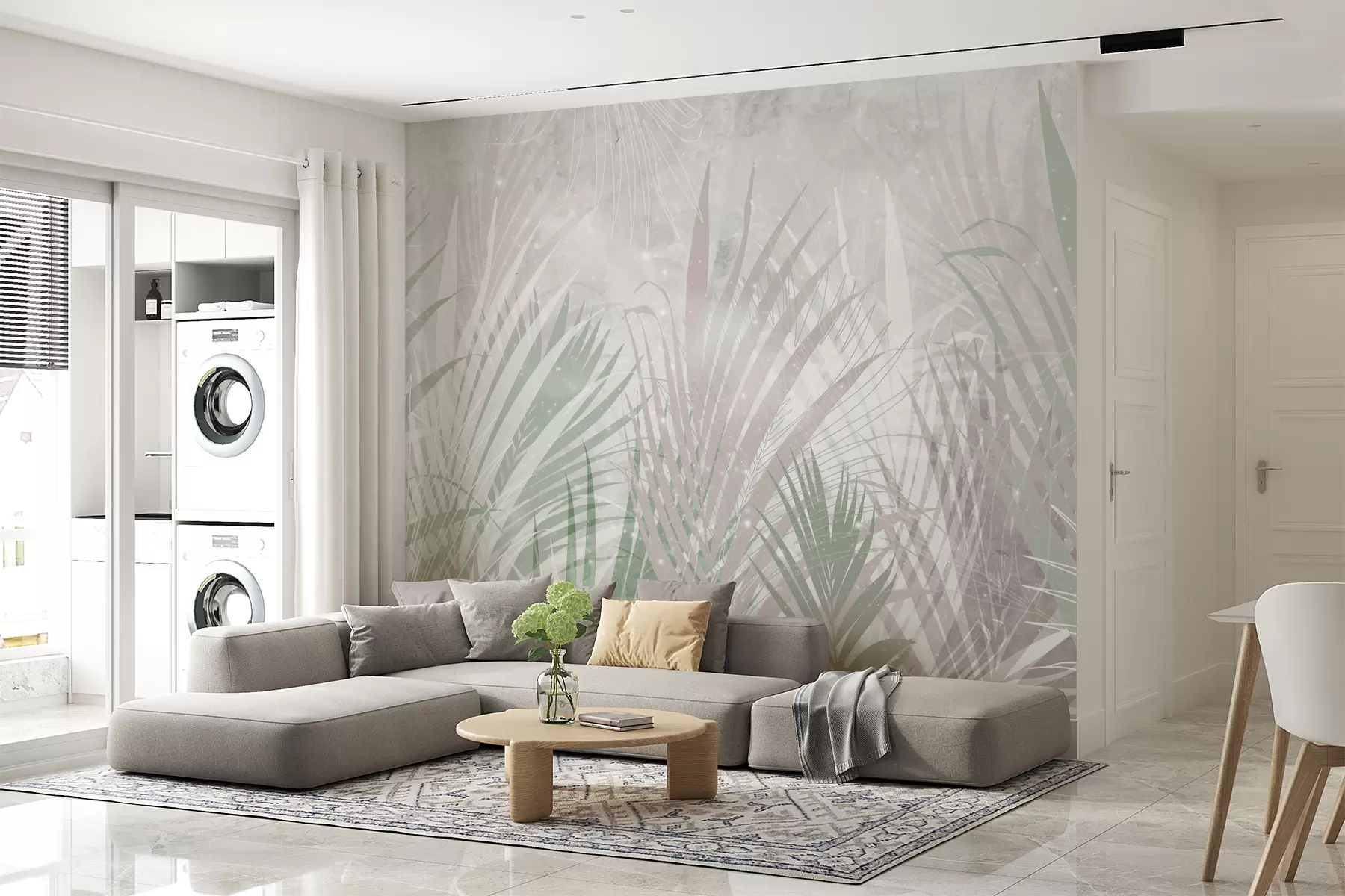 murales de pared Follaje tropical de moda en verde u98874v1