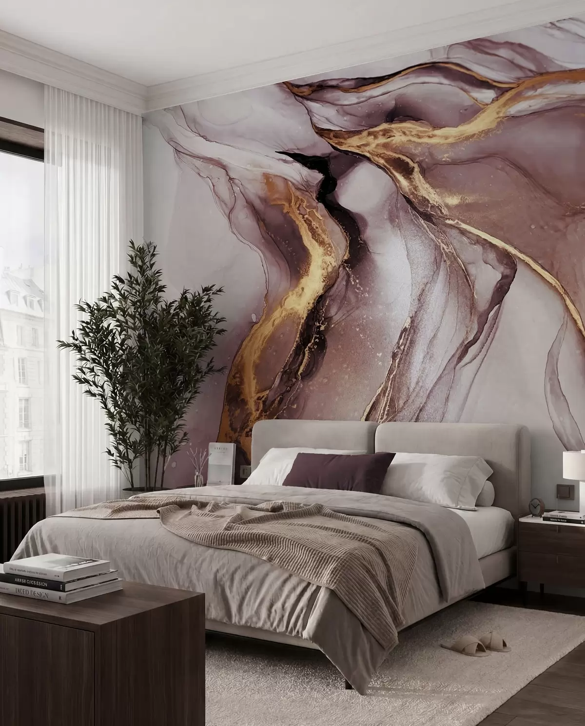 murales de pared Ríos de mármol rosa u18250v1