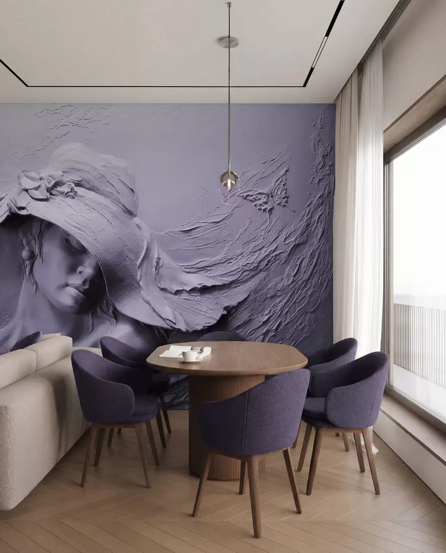 murales de pared Mujer con sombrero 3D u62592v3