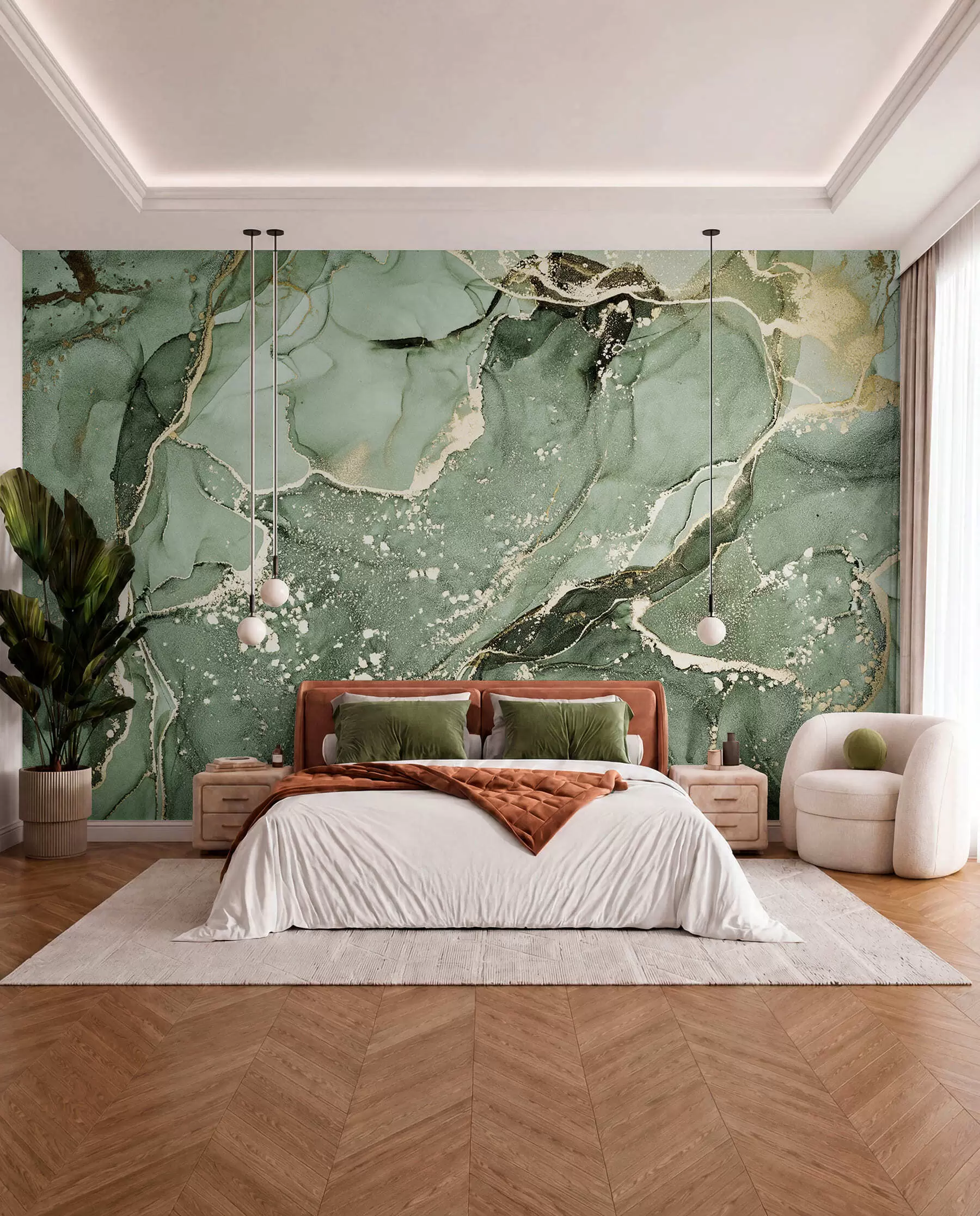 murales de pared Mármol verde y ámbar u93578v2