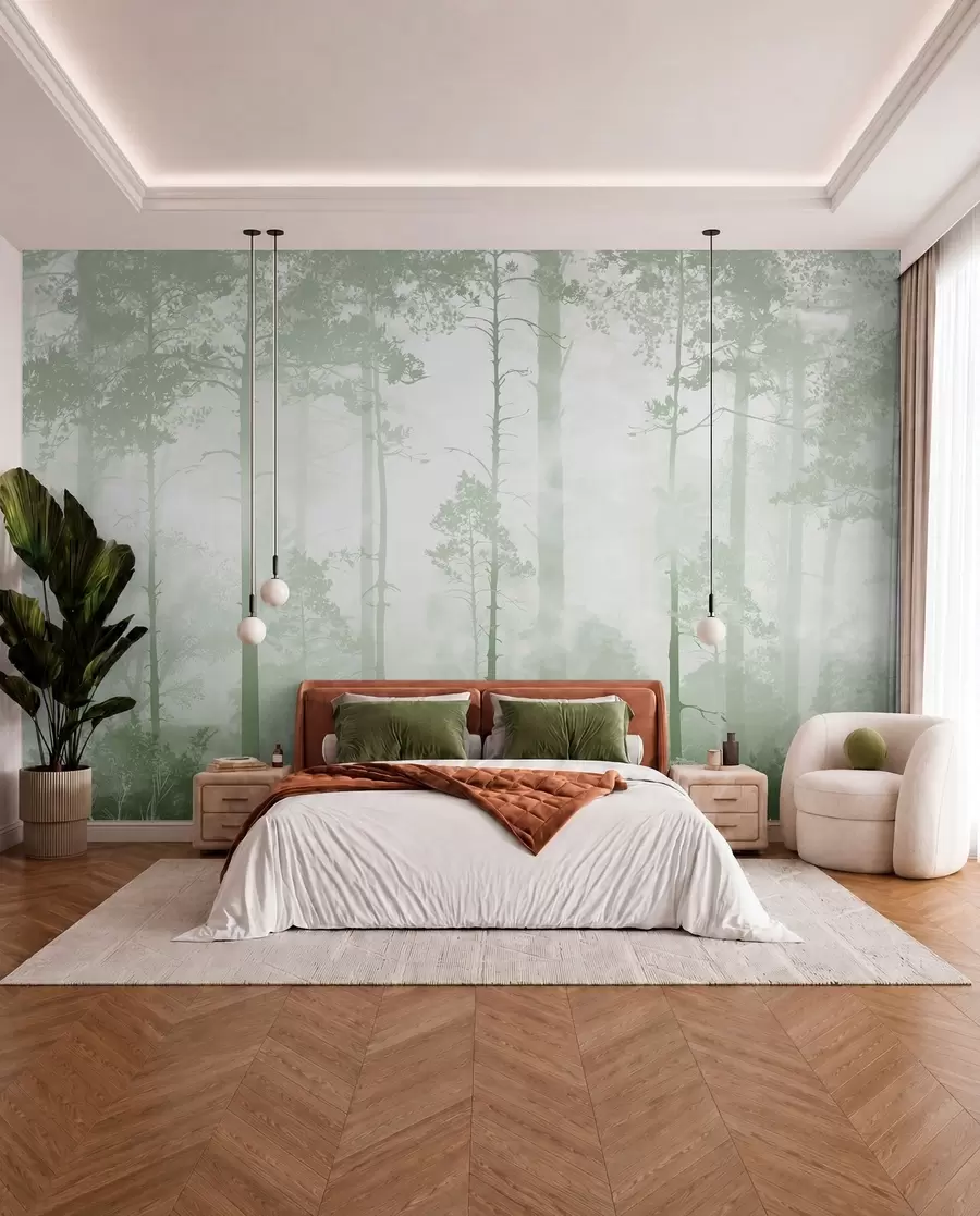 murales de pared Bosque con velo salvia u94439v2