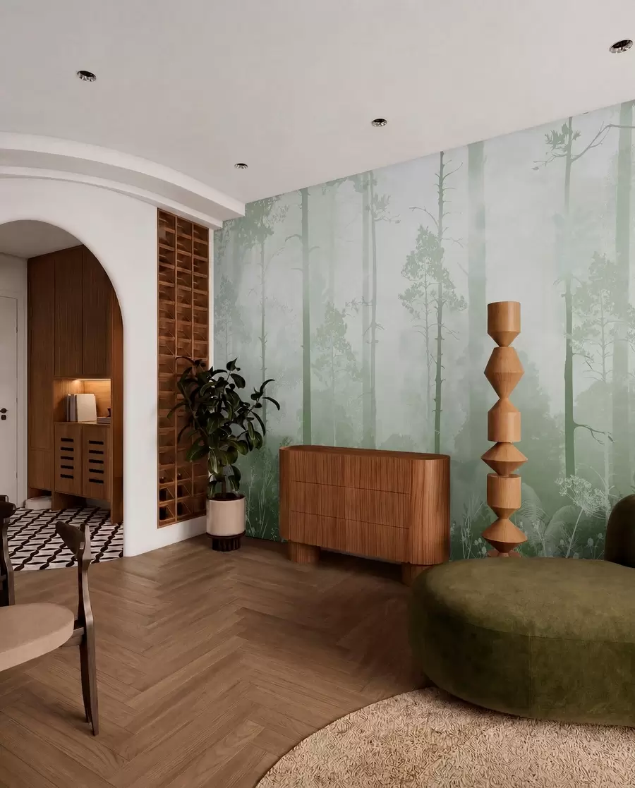 murales de pared Bosque con velo salvia u94439v2