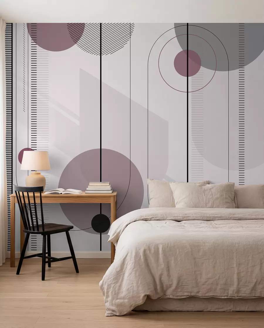 murales de pared Círculos rosas en hilos u95379v2